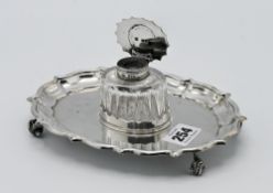 A Victorian silver ink stand by Goldsmiths & Silversmiths (two part) width 19cm base weight 7.8oz