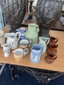 Bairns Father Ware Great War jardinière and a collection of various jugs