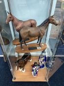 Two Beswick Connoisseur models of Psalm and Arkle each with plaque on wood plinth, tallest 30cm