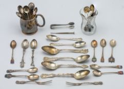 A collection of various silver spoons, coffee spoon, small tankard, an other spoons, approx. 13.5oz
