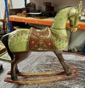 A small wood Spanish type donkey child's rocking horse, height 66cm
