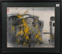 Li Xiao Bai, Ink and water colour on paper Water City inscription, seal of the artist 54 by 61.