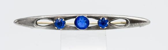 A Charles Horner sterling silver three stone brooch, marked CH.