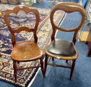 Pair Victorian balloon back type bedroom chairs together with a small child's/students desk in