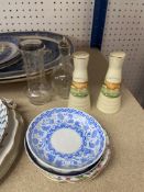 A collection of Victorian and later chinaware's including Willow pattern meat platters, Crown
