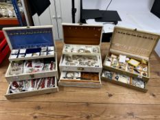 Three Jewellery boxes mainly containing clip on earrings, brooches etc.