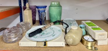 A Bernardaurd Limoges porcelain circular cake and sandwich plate, also silver plated cake slivers,