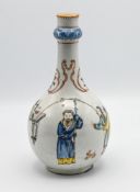A ‘famille-rose’ bottle vase, late 18th century, the globular body rising from a short foot to a