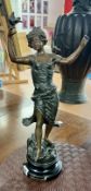 A 19th century French spelter figure Charmeuse on socle base, height 44cm