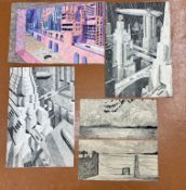 Five various sketches by A Barea Brown?, circa 1930's