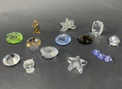 Swarovski Crystal Glass, a variety of small pieces, including pendants, faux jewels, a small giraffe