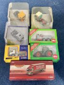 Large collection of Haulage trucks, tractors etc. Boxed, cased, twenty five pieces to include