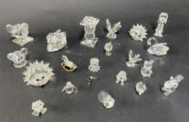 Swarovski Crystal Glass, an eclectic collection of twenty pieces. Including a small rocking horse