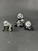 Swarovski Crystal Glass, 'Endangered Wildlife - Pandas with Panda Cub', boxed.