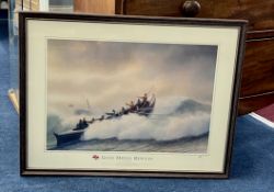 A set of eight RNLI Gold Medal Rescue prints to include Cromer, Ramsgate, Whitby, Isle of Man etc,