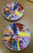 After Damien Hirst, two plates, printed design after Spin paintings, marked on reverse 'Beautiful,