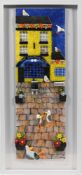 Lou C, an original glass artwork - 'The Dolphin Hotel, Barbican- Plymouth', framed and signed.