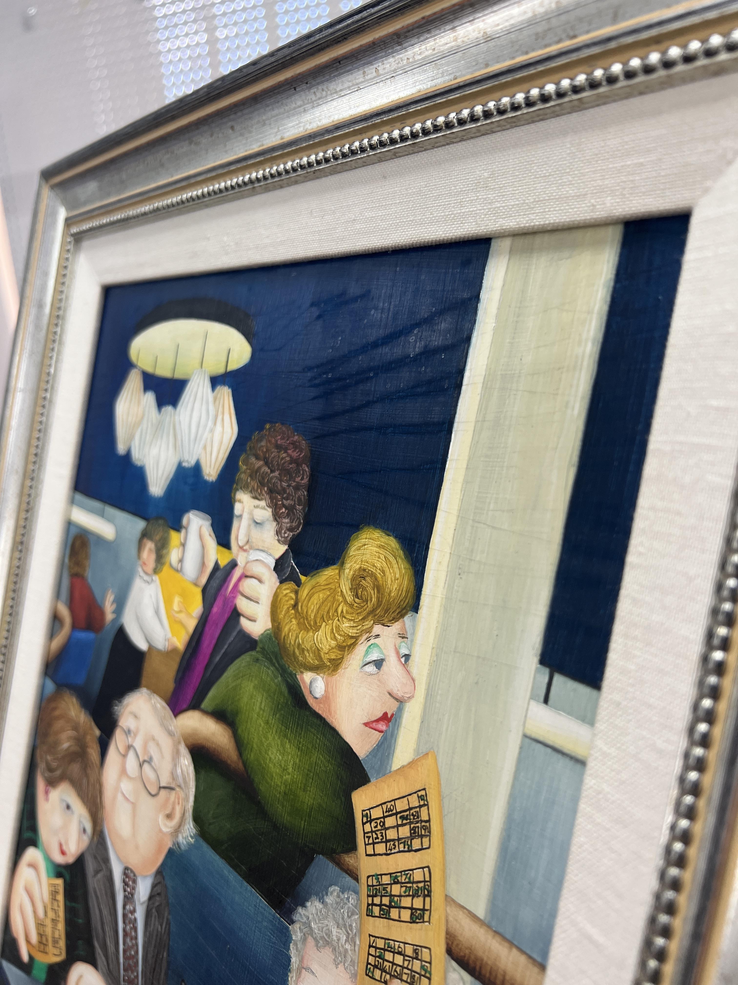 Beryl Cook (1926-2008), an original oil on board titled 'Bingo', signed. 51cm x 30cm, Overall size - Image 8 of 16