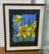 Karen Pawley 'Daffodils' signed pastel, 42 x 31cm - framed and glazed. Karen Pawley is a