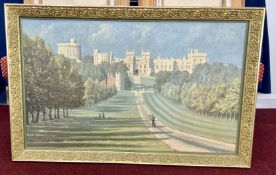 Charles Francis, signed oil on canvas 'Windsor Castle' in gilt frame, overall size 70cm x 110cm.