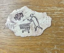 After Banksy, British b.1974- Peckham Rock Postcard, lithograph on wooden postcard, produced by