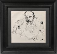 Robert Lenkiewicz (1941-2002) Black ink study of Man with Beard with seal from the Studio of