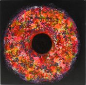 Rosie Cunningham, British artist, 'Techno Doughnut' acrylic on canvas, 25.5cm x 25.5cm. Rosie is a