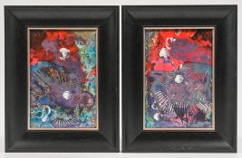Charles Summers, collage 1 & 2, a pair, 21cm x 14cm, framed and glazed.