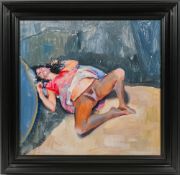Robert Lenkiewicz (1941-2002) oil on board 'Karen Ciambriello', inscribed on reverse 13 weeks, 4
