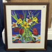 Karen Pawley Still life, flowers in a vase, signed pastel, 47 x 37cm, framed and glazed. Karen