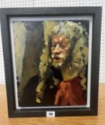 Louise Courtnall, Portrait of Robert Lenkiewicz - oil on board, framed 26 x 30 cm, signed to the