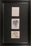 Robert Lenkiewicz (1941-2002) a group of three drawings each with Stamped Seal from the Studio of
