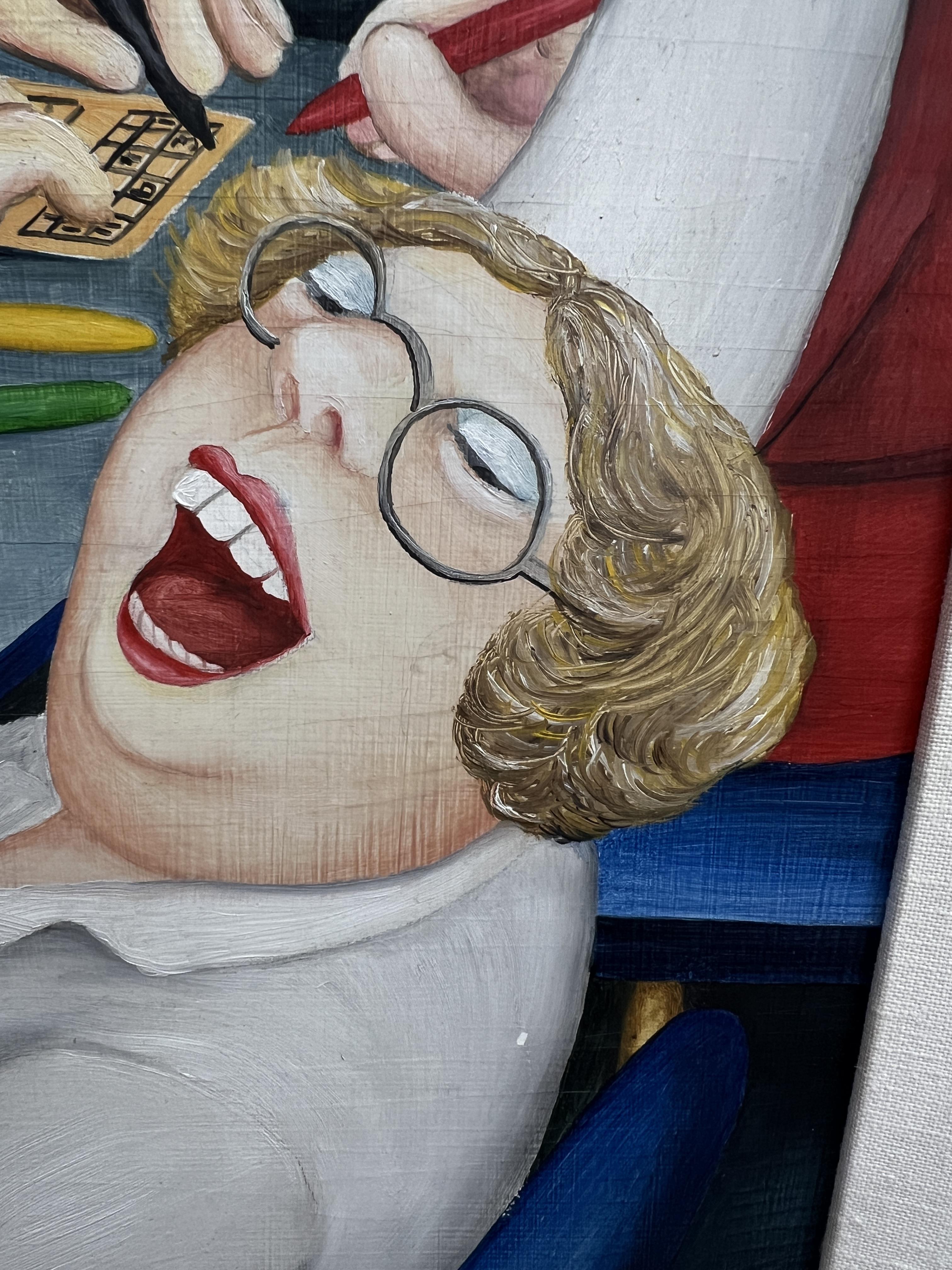 Beryl Cook (1926-2008), an original oil on board titled 'Bingo', signed. 51cm x 30cm, Overall size - Image 15 of 16