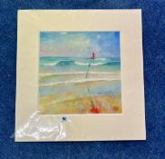 Richard Lannowe Hall, mixed media, Porthmeor Beach, 2003, 29cm x 30cm, mounted.