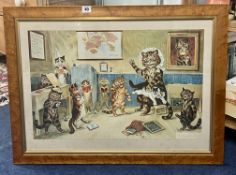 Louis Wain, print The Naughty Puss, created in 1988, framed and glazed, overall size 77cm x 58cm