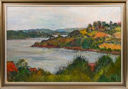 Vincent Wilson, 'View to the Lynher River' 1990, oil on board, signed, 60cm x 40cm, framed, together
