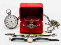 A collection of five watches including ladies Roma, ladies Oris, ladies Mulco, ladies automatic