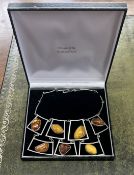 A contemporary white metal and amber necklace.