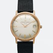 A gentleman's 18ct yellow gold 1966 Eterna - Matic 2000 date wristwatch, silver baton dial, model