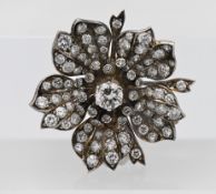 A fine Victorian diamond flower brooch..