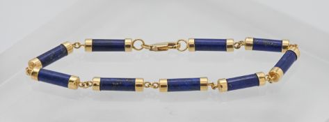 A 14ct Lapis bracelet, length 19cm.