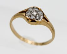An 18ct yellow gold diamond 'Flower' shape cluster ring, size O/P.