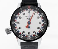 Heuer, military 'Game Master' timer on black strap with paper instructions and case.