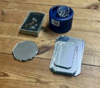 Swarovski Crystal Glass keyring with stick pin and Swarovski Crystal Society Ornament, both boxed,