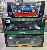 Autoart model, Burago, Alpine and Chron0 1:18 scale Lotus Elise, boxed.