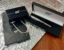 A Montblanc Meisterstuck piston fill fountain pen in 925 silver, boxed, with accompanying ink