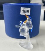 Swarovski Crystal Glass, Malachite Kingfishers, boxed.