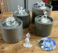 Swarovski Crystal Glass, a small collection to include Blue Siamese fighting fish, Large Rose,
