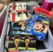 A collection of football interest, programmes and memorabilia. Items to include an Arsenal glass