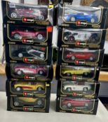 Burago, 12 1:18 scale Diamonds metal models, boxed (12)